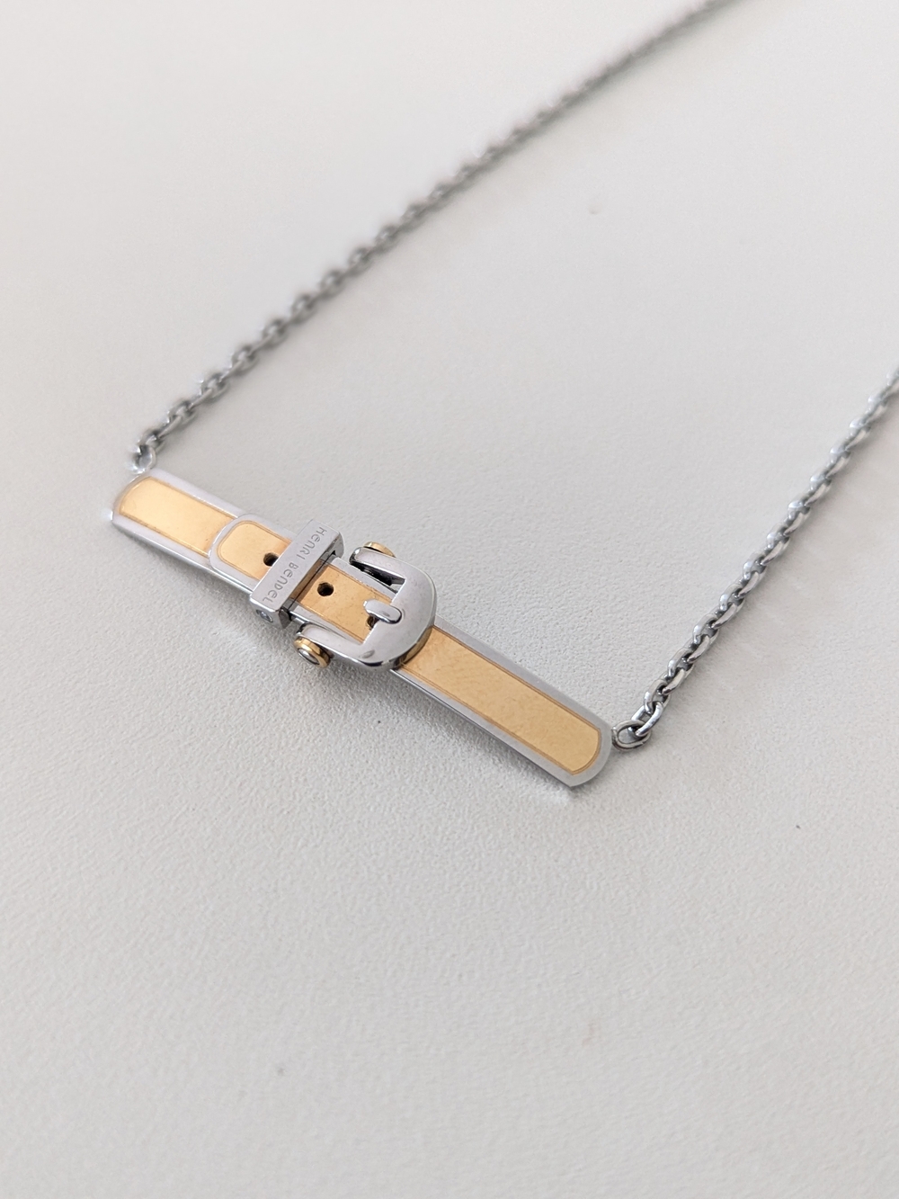 NWT henri bendel Two-Tone Gold and Silver Belt Bar Necklace